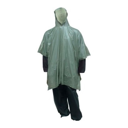 Tingley Tingley P68808 Hooded Poncho, Side Snaps, 50" x 80", Retail Packed, Green, One Size P68808.EA